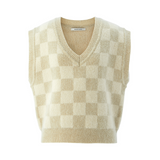 Kid-mohair checkerboard vest - Sage green (6674920898678)