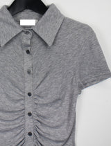ティアショートスリーブボタンTシャツ/Tear Short Sleeve Button T-shirt (4color)