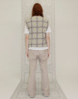 グラニースクエアオーバーサイズベスト/GRANNY SQUARE OVERSIZED VEST SAND BEIGE