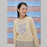 Cheerful logo short sweat shirt (light yellow) (6684429156470)