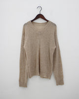 アルファシースルーVネックニット / Alpha see-through V-neck knit (4color)