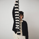 HAIRY KNIT MUFFLER, BLACK+IVORY