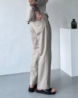 リネンツータックロングパンツスラックス / ECT linen two-tuck long pants slacks (2 colors)