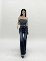 デニムフリーストラップトップ/802. Denim free strap top (3color)