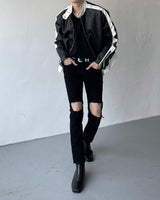グロッシーバイカーレザージャケット / ENOC Glossy Biker Leather Jacket (2 colors)