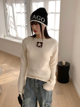 Kinu star point boat neck long sleeve knit