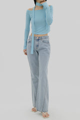 オフショルダーTシャツ / Off Shoulder Scarf T-Shirt (3color)