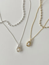 パールシェルレイヤードネックレス / Pearl Shell Layered Necklace / 2 color