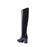 Block Heel Long Boots(Glossy Black)