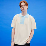 ツートンカラーハーフスリーブニット/Two tone collar half sleeve knit