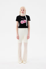 ビッグチェリーホットフィックスポイントクロップTシャツ / BIG CHERRY HOTFIX POINT CROP T-SHIRT [BLACK]