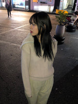 Loupe half zip-up knit