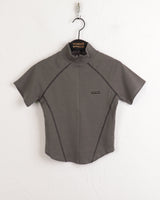 Raping Sporty cut half zip up short sleeve T-shirt