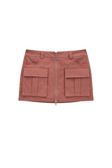 フロントポケットジップアップスカート / FRONT POCKET ZIP-UP SKIRT (BRICK ROSE)