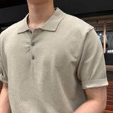 オンスリネン3ボタンカラー半袖ニットウェア / Oz Linen 3 Button Collar Short-Sleeved Knitwear (5 colors)