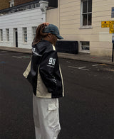 (UNISEX) ナイン 配色 レーシング レザージャケット