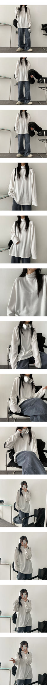 【高品質!】【大きいサイズ!】LAG ボクシールーズニットタートルネックTシャツ