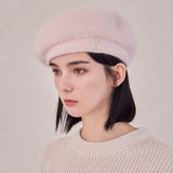 VA Square Stud Angora Beret / Pink