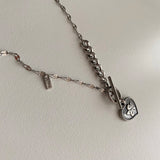 ハートエンジェルトグルバーボールドネックレス/ejj Heart Angel Toggle Bar Bold Necklace