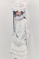 CHERRY STRING SHIRRING WINDBREAKER [WHITE]