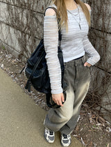 ビンテージダーティーウォッシュドデニムワイドパンツ / Vintage dirty washed denim wide pants