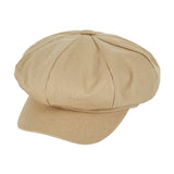 Herringbone label newsboy cap BEIGE