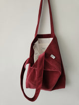 Corduroy simple line bag - autumn red