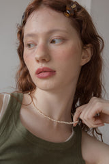 ティニーパールウィズドロップペンダントネックレス/Tiny pearl with drop pendant necklace