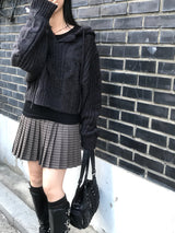 Aki Checkered Pleats Skirt