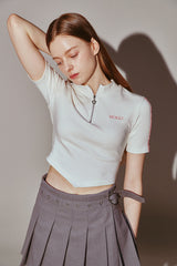 Lace Tape Half Zip-Up Ivory