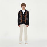 BRUSHED ARGYLE KNIT CARDIGAN_BLACK (6610812534902)