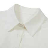 Crop Lace-Up Ribbon Shirt [WHITE] (6618557612150)
