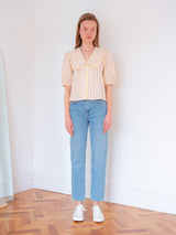 STRIPE RUFFLE COLLAR BLOUSE_YELLOW (6580071563382)