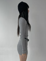 Two-piece ribbed slim pants (Belt included)