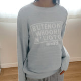 Butteroll angora lettering overfit crop long sleeve knit