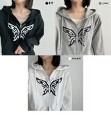 バタフライ2wayフードジップアップ / Butterfly Two Way Hooded Zip-Up