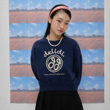 Cheerful logo short sweat shirt (navy) (6684429647990)
