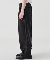 COATED OVERSIZED WIDE PANTS (BLACK)