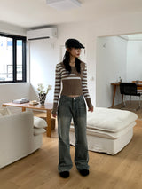 Chilla Cat Washing Y2K Semi Bootcut Denim Pants