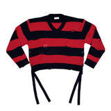 ストライプ ロープ クロップド ニットウェア / SK Stripe rope cropped knitwear (2 colors)