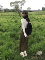 袖口シャーリング長袖T