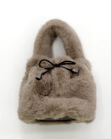 Lotu Fur Ribbon String Fur Tote Cross Shoulder Bag