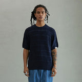 テープメッシュ ハーフスリーブニット/TAPE MESH HALF SLEEVE KNIT (NAVY)