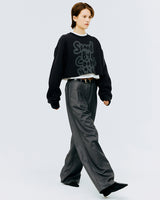 オーバーステンシルタイポクロップスウェットシャツ/OVER STENCIL TYPO CROP SWEATSHIRT-CHARCOAL