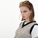 Tweed Crop Vest [Cotton Candy] (6612244168822)