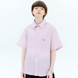 シアーサッカードルフィンハーフスリーブシャツ / Seersucker dolphin half sleeve shirt