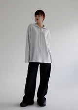 ワッフルアイレットカラーTシャツ/Waffle Eyelet Collar T-shirt (2color)