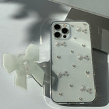 Beige - Ribbon Pearl Phone Case Ribbon Tok Set_glitter