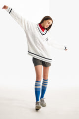 ミドルチェリーツイストⅤネックニット／MIDDLE CHERRY TWIST V-NECK KNIT [IVORY]