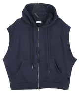 No.9585 C hood sleeveless ZIP-UP (3color)